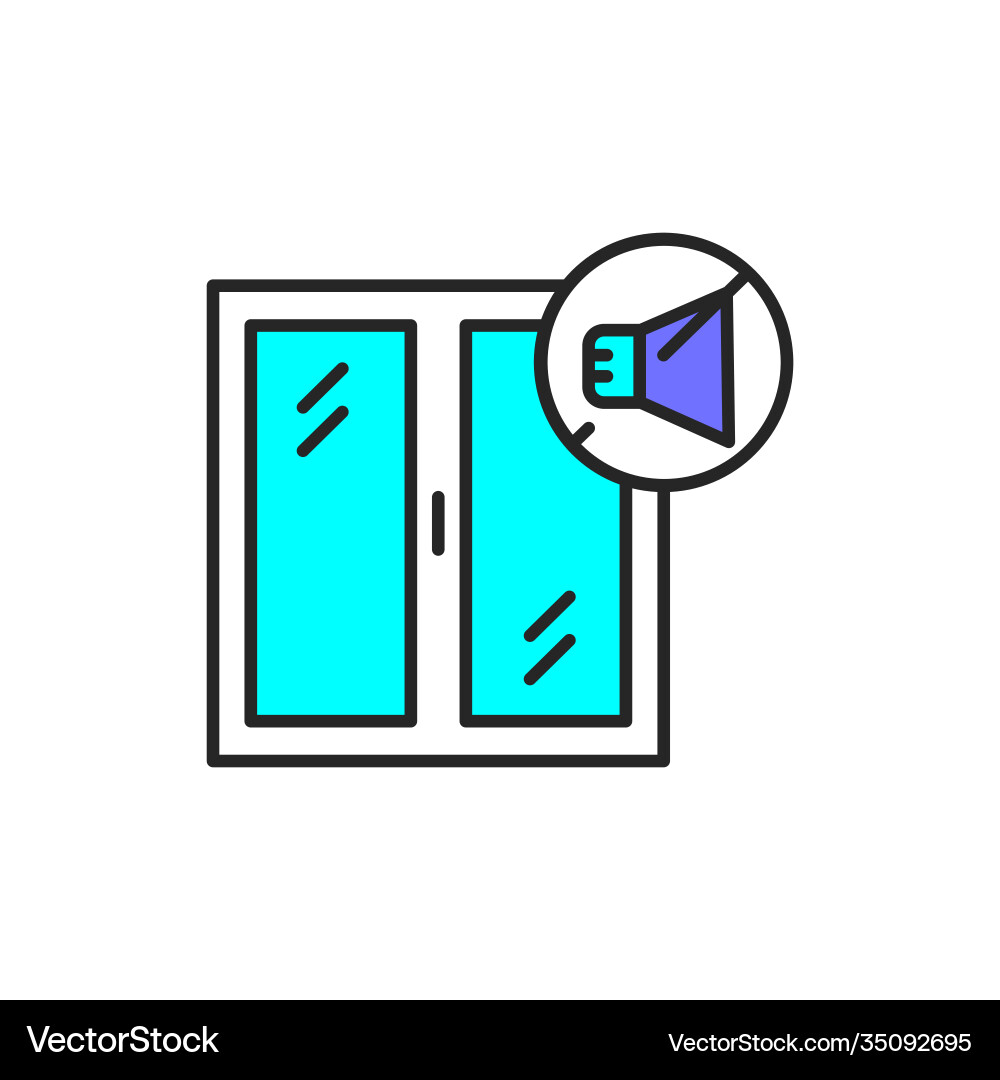Sound-isolating window color line icon pictograph Sound-isolating window color line icon pictograph vector image