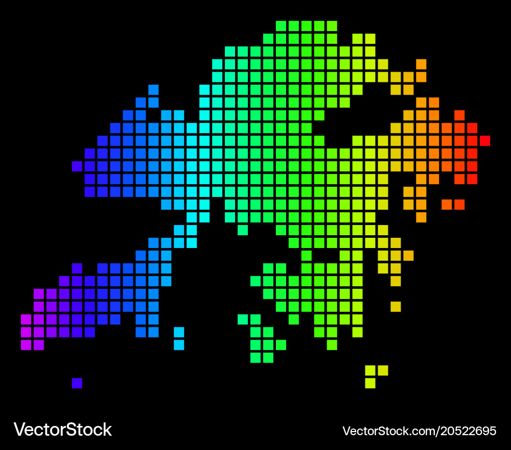Spectrum pixel dotted hong kong map vector image