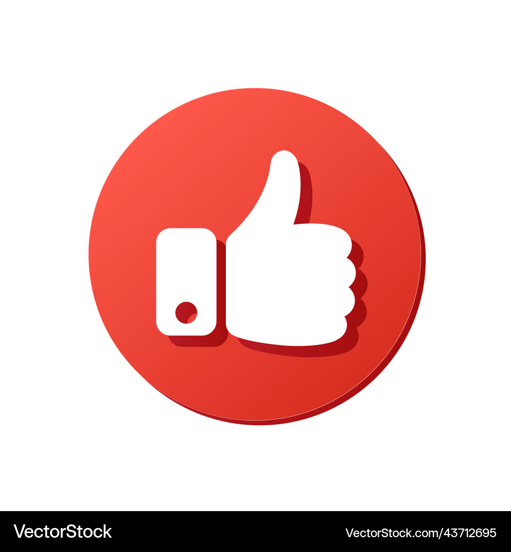 Thumb up red rounded icon like symbol button Thumb up red rounded icon like symbol button Vector Image