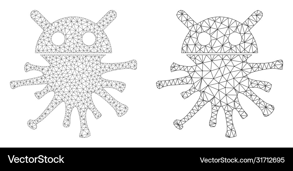 Virus robot icon - triangular mesh Virus robot icon - triangular mesh Vector Image