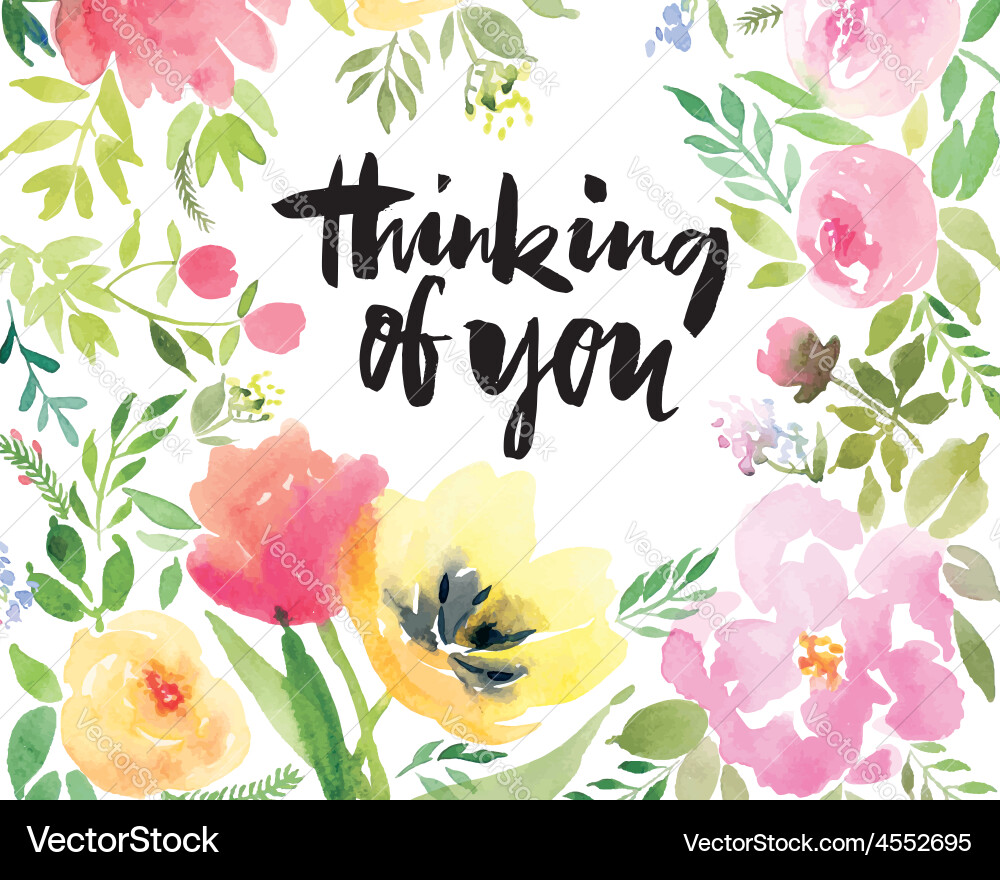 Watercolor Floral Card Vector Image