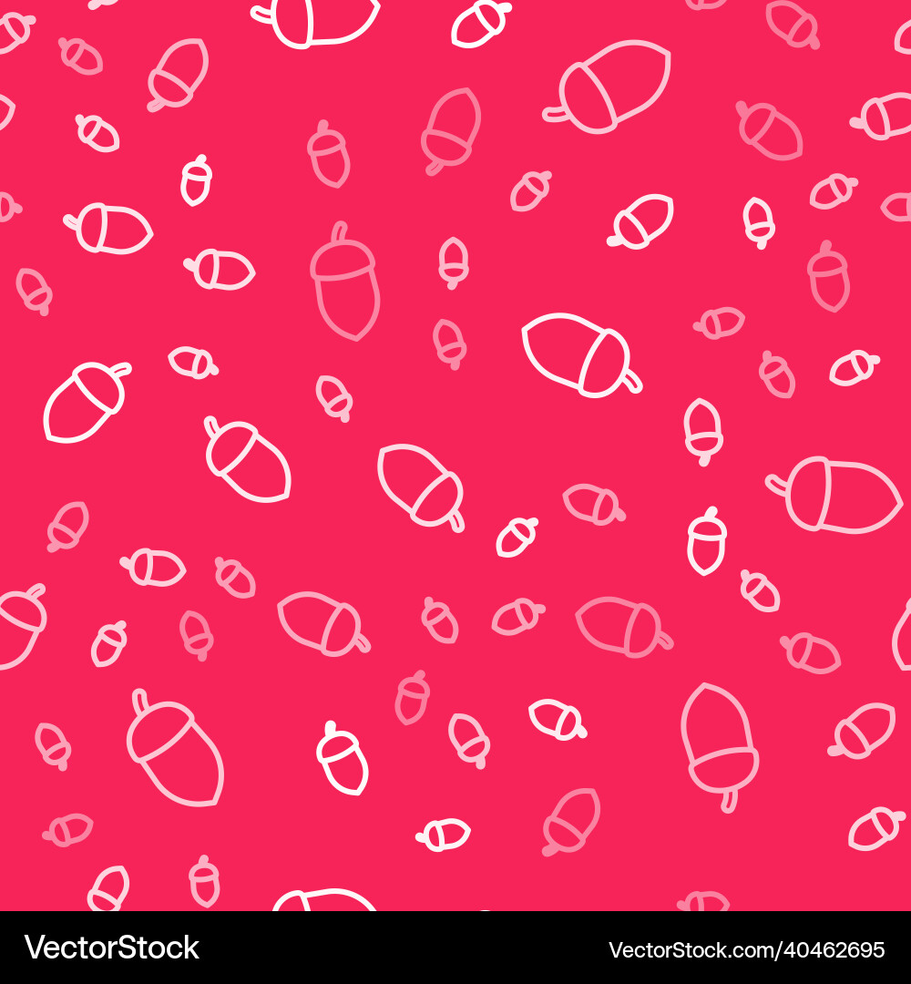 White line acorn icon isolated seamless pattern Vector Image