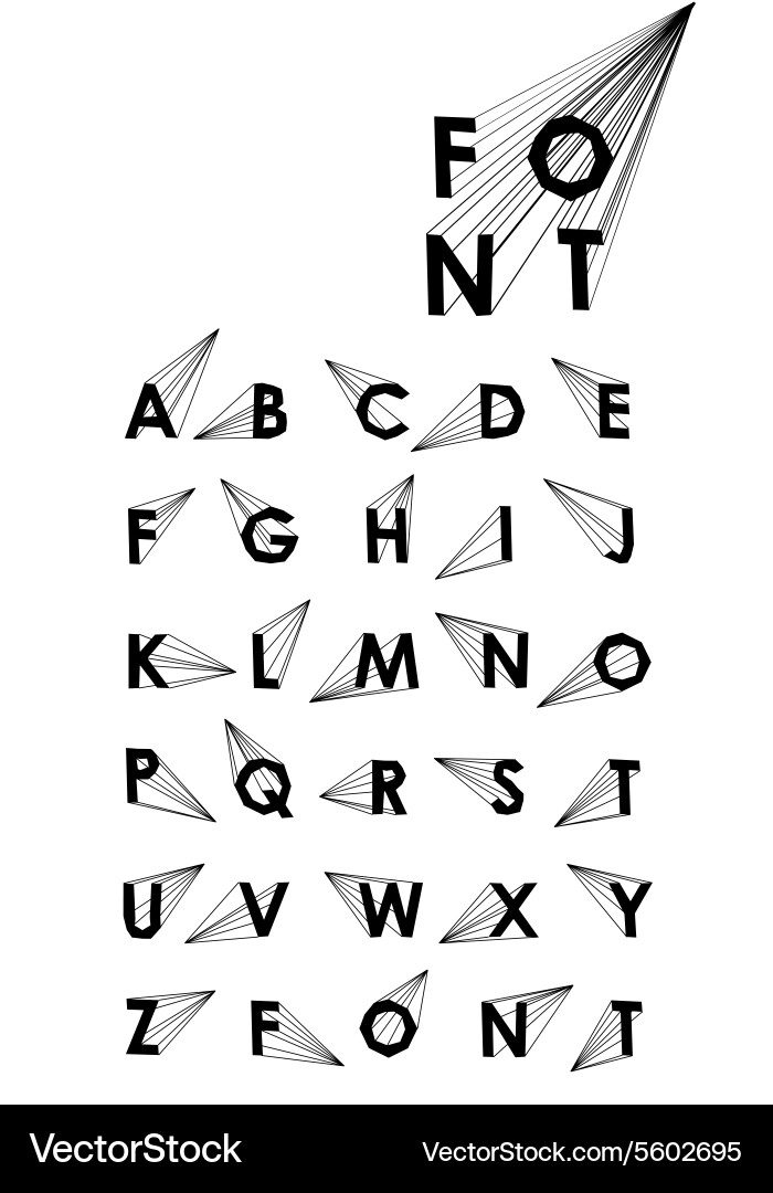 Wire low poly alphabet font with shadow vector image