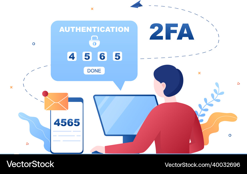 2fa two steps authentication password secure 2fa two steps authentication password secure vector image