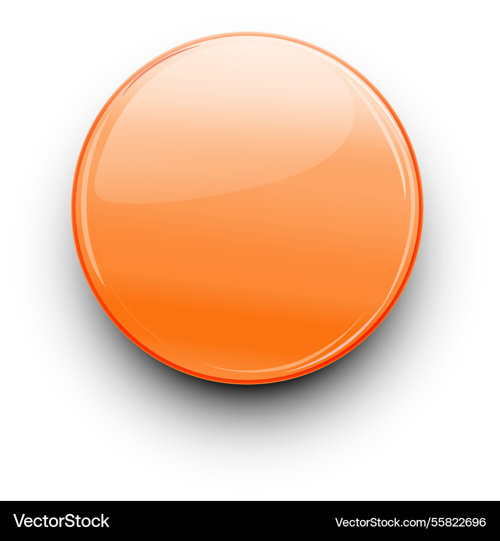 Bright orange button with a glossy finish Vector Image