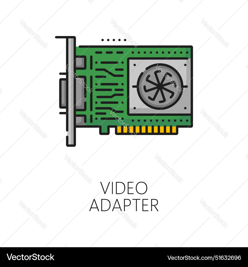 Computer video adapter software color line icon Computer video adapter software color line icon vector image