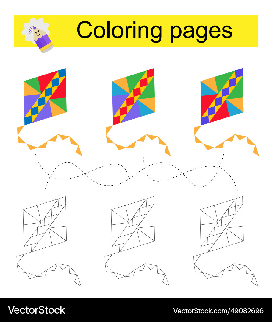 Go through the maze and color a kite Go through the maze and color a kite vector image