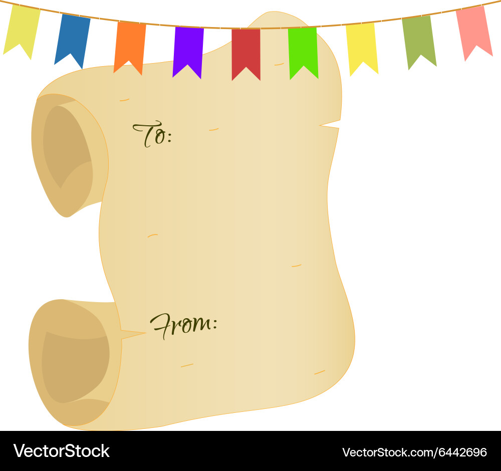 Greeting card scroll with flags Vector Image