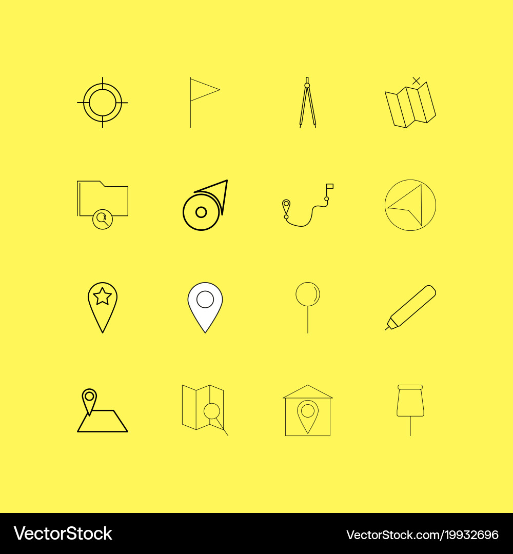 Map and navigation linear icon set simple outline vector image