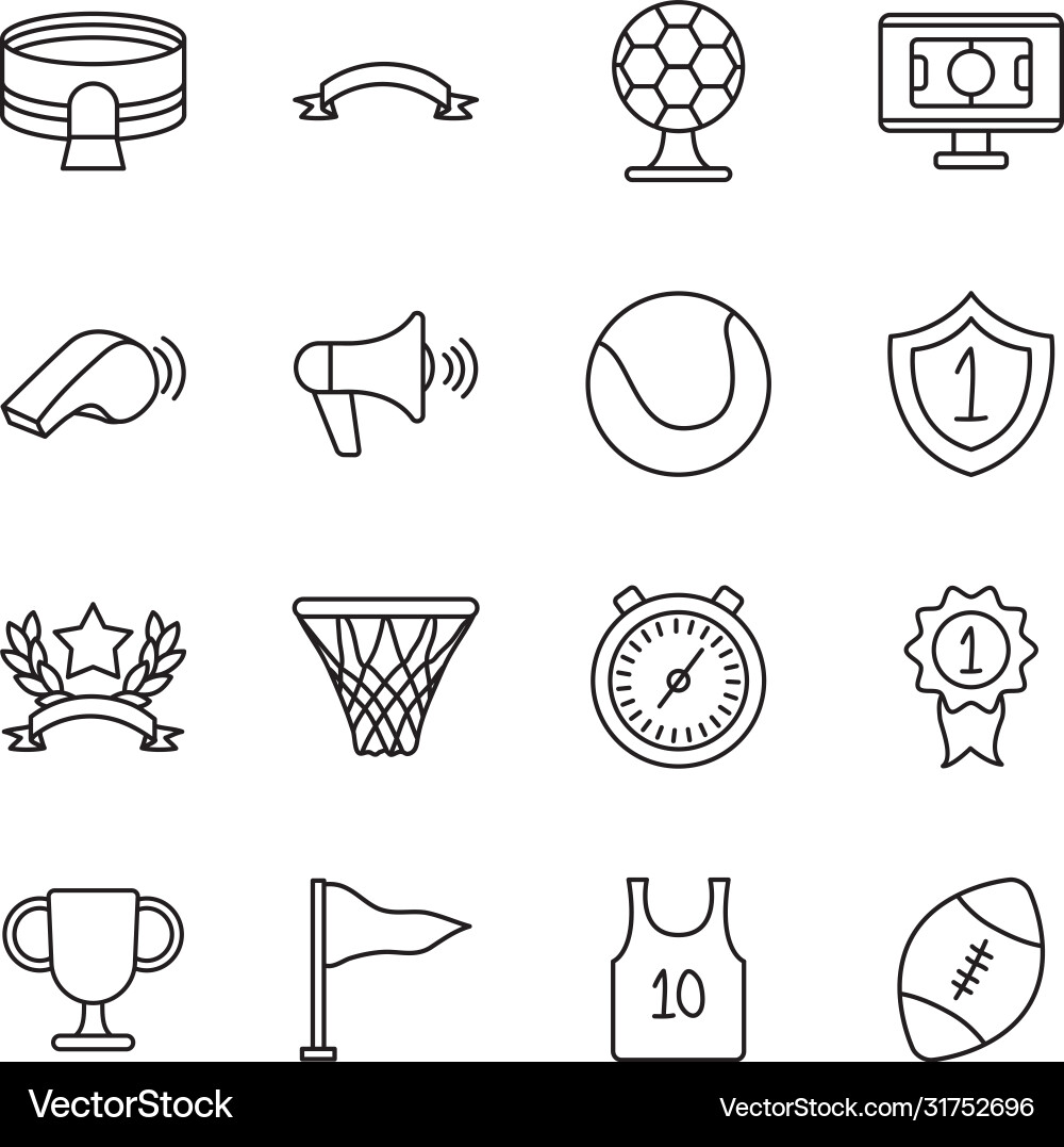 Megaphone and game event icon set line style Megaphone and game event icon set line style vector image