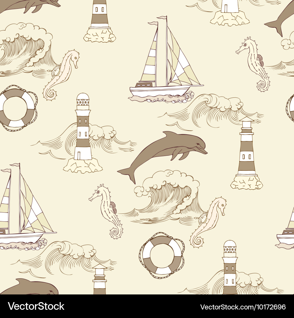 Nautical seamless pattern Vector Image