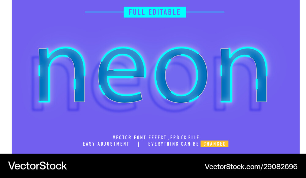 Neon text effect that can be edited easily Neon text effect that can be edited easily Vector Image