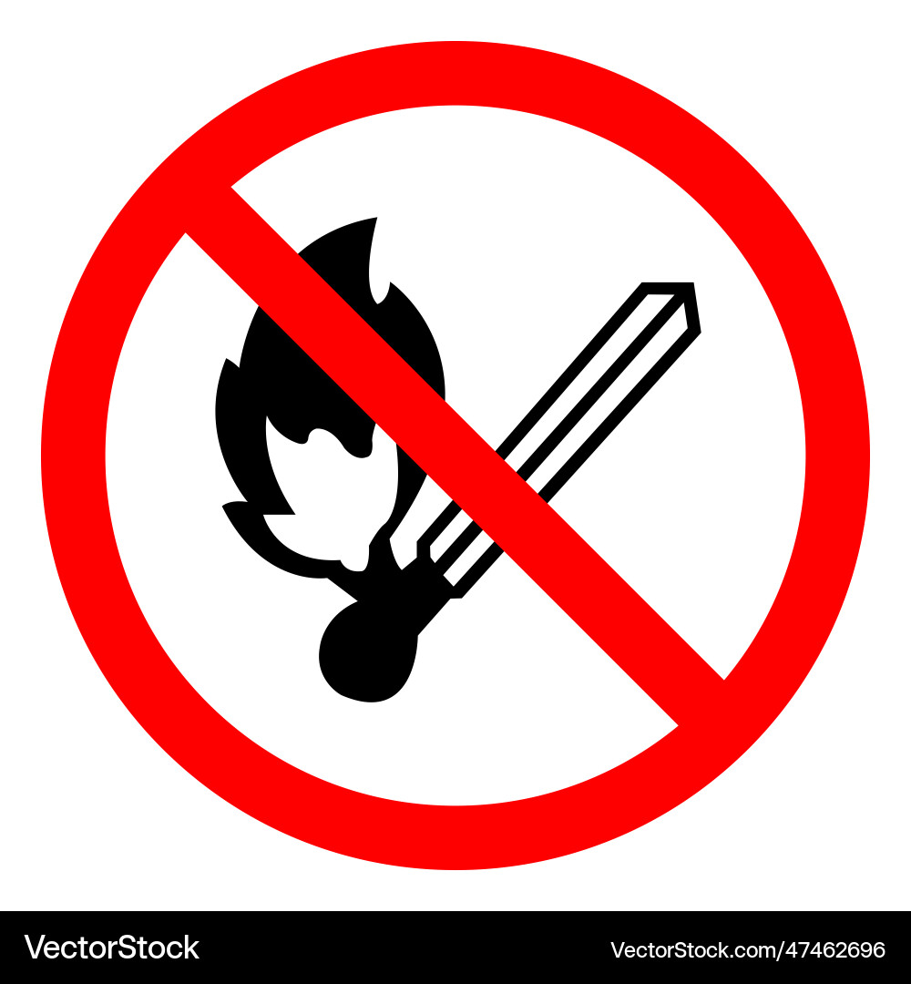No fire ignition symbol sign isolate on white No fire ignition symbol sign isolate on white vector image