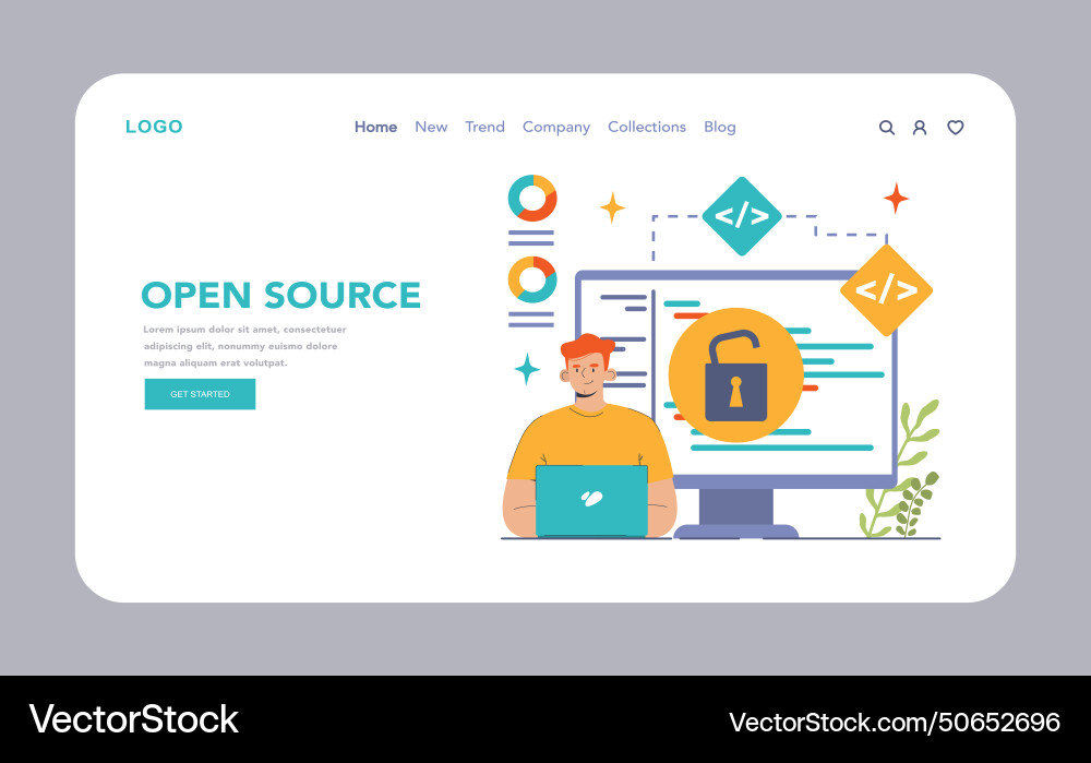 Open source web banner or landing page software Open source web banner or landing page software Vector Image