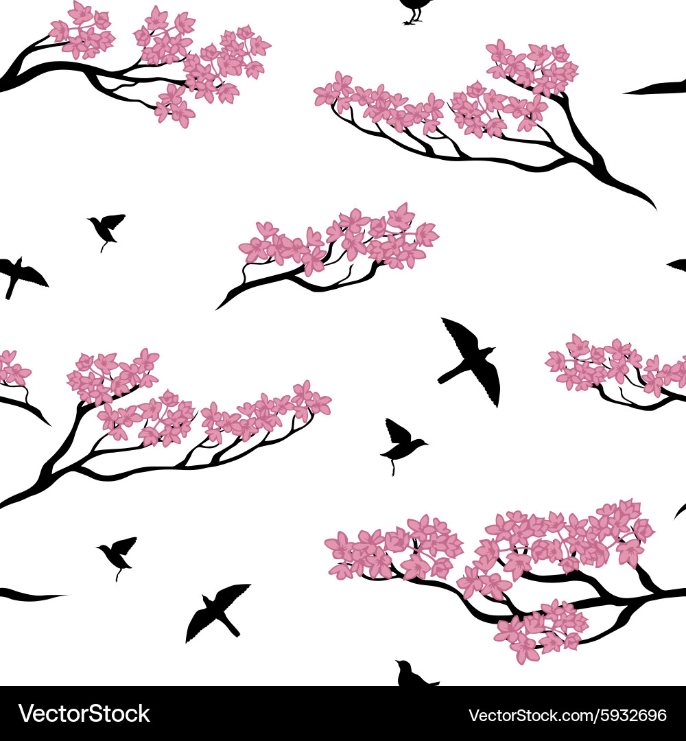 Seamless pattern of sakura tree vector image
