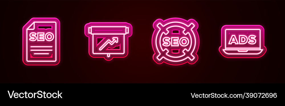 Set line seo optimization board with graph chart Set line seo optimization board with graph chart vector image