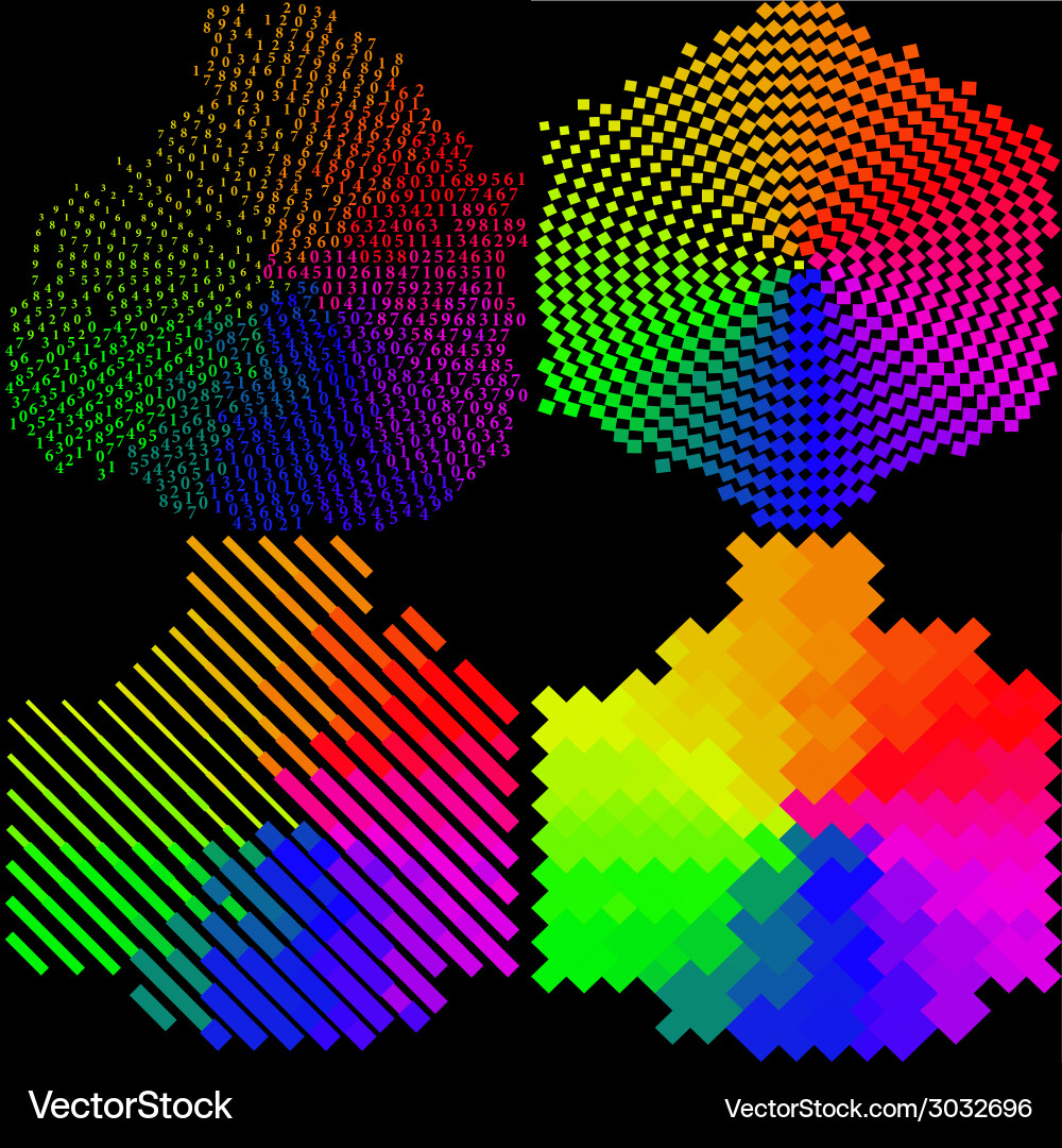 Set of multicolored mosaic abstract background vector image