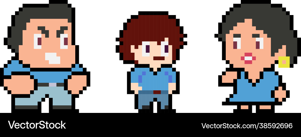 Set pixel characters in art style Set pixel characters in art style vector image