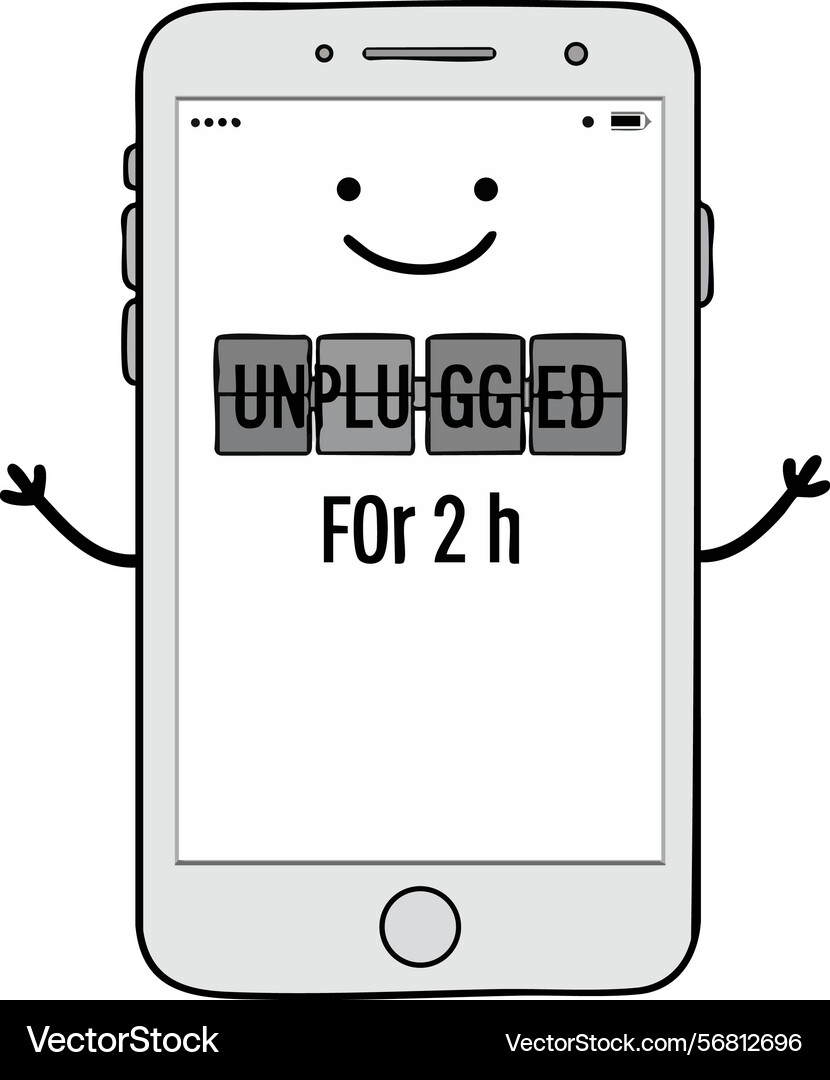 Smartphone with unplugged message and smiling vector image
