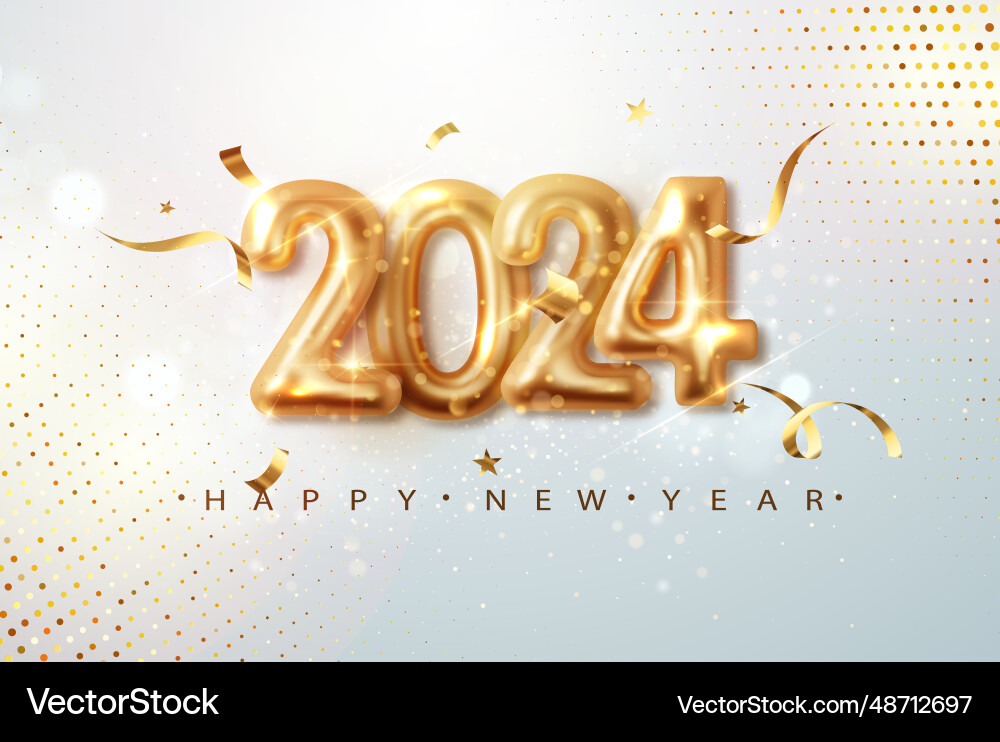 2024 gold realistic numbers on light festive 2024 gold realistic numbers on light festive vector image