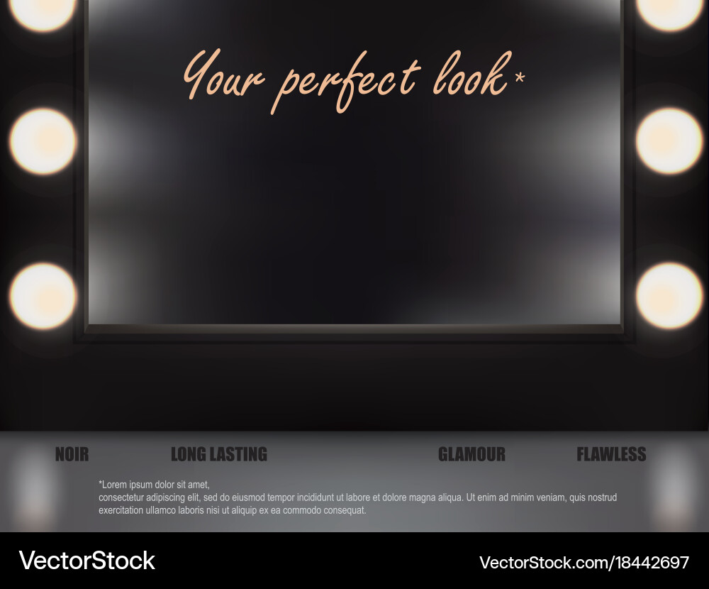3d make-up table with mirror and spotlights Vector Image