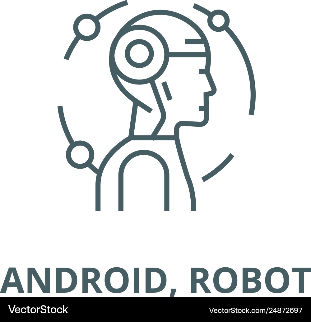 Android robot line icon Android robot line icon vector image