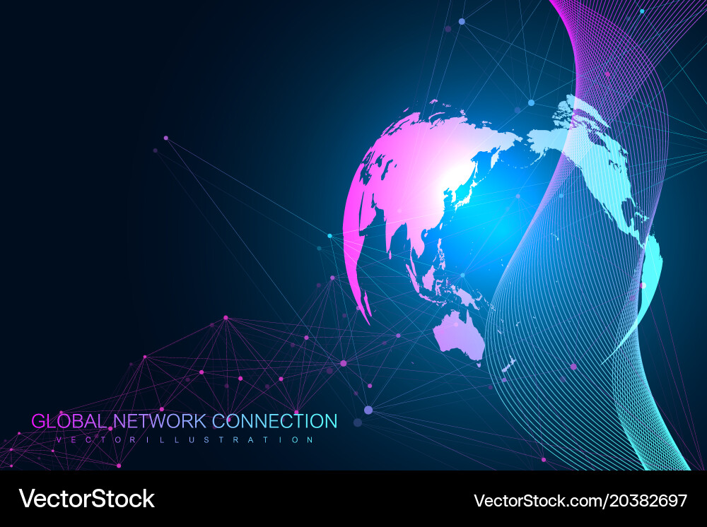 Big data visualization with a world globe Vector Image