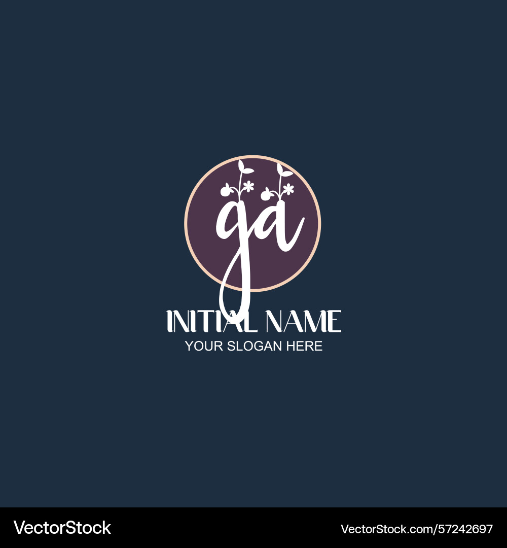 Elegant ga initial logo design with botanical Vector Image
