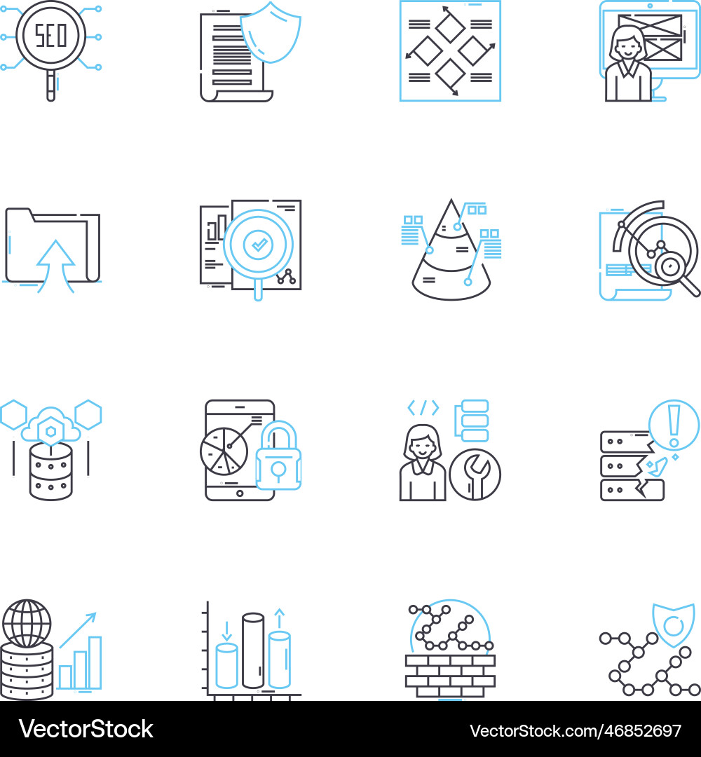 File administration linear icons set organize vector image