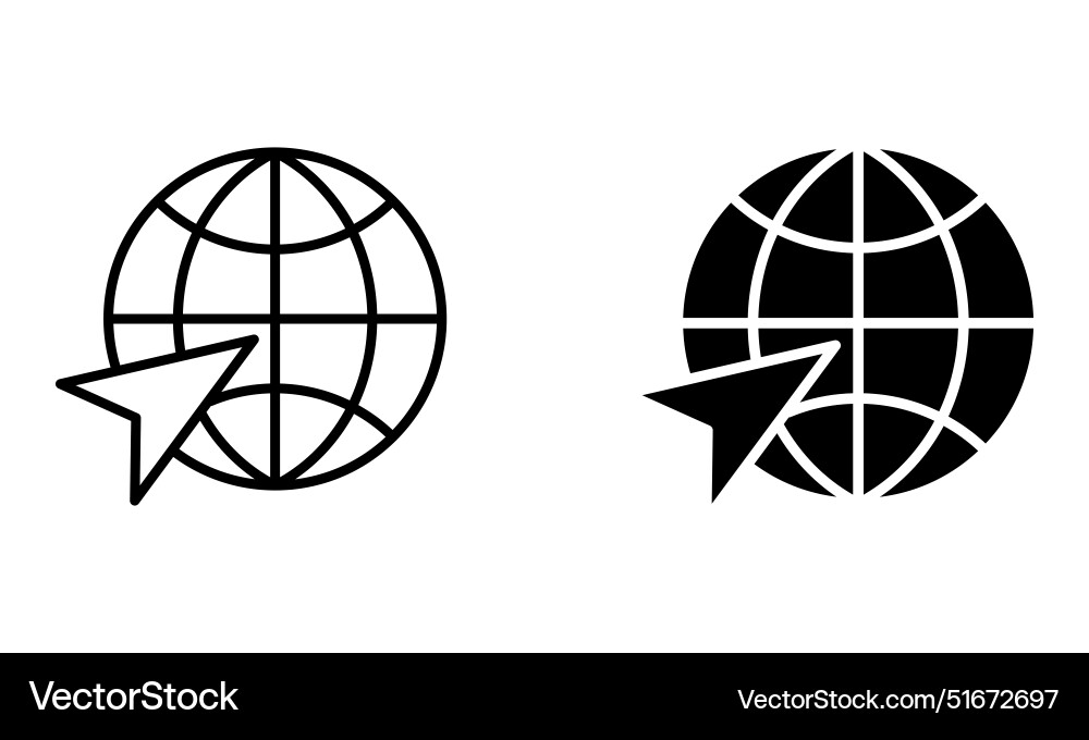 Globe with cursor arrow icon vector image