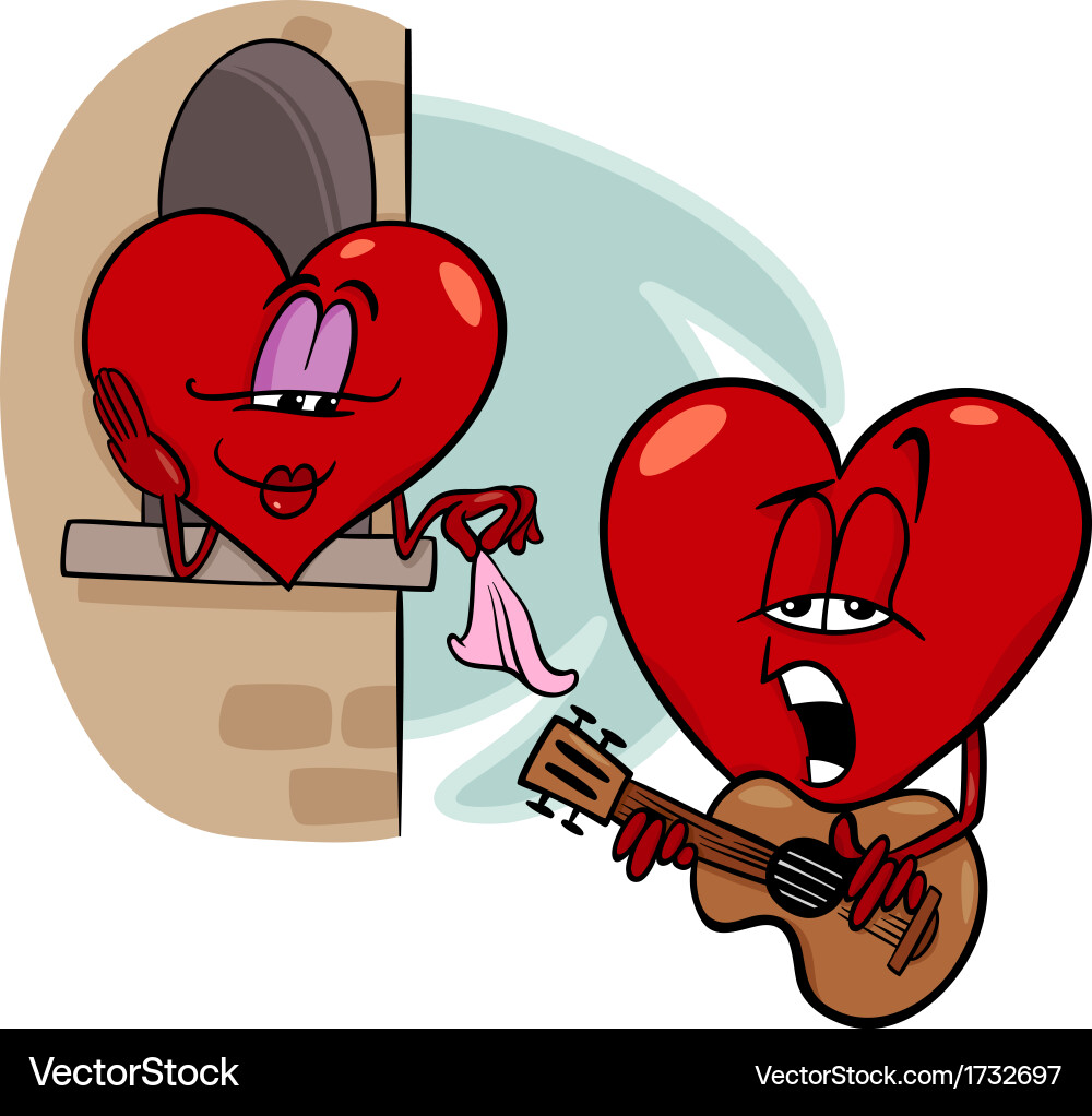 Heart love song cartoon vector image