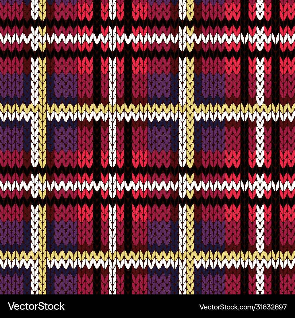 Knitting checkered seamless pattern in various Knitting checkered seamless pattern in various vector image