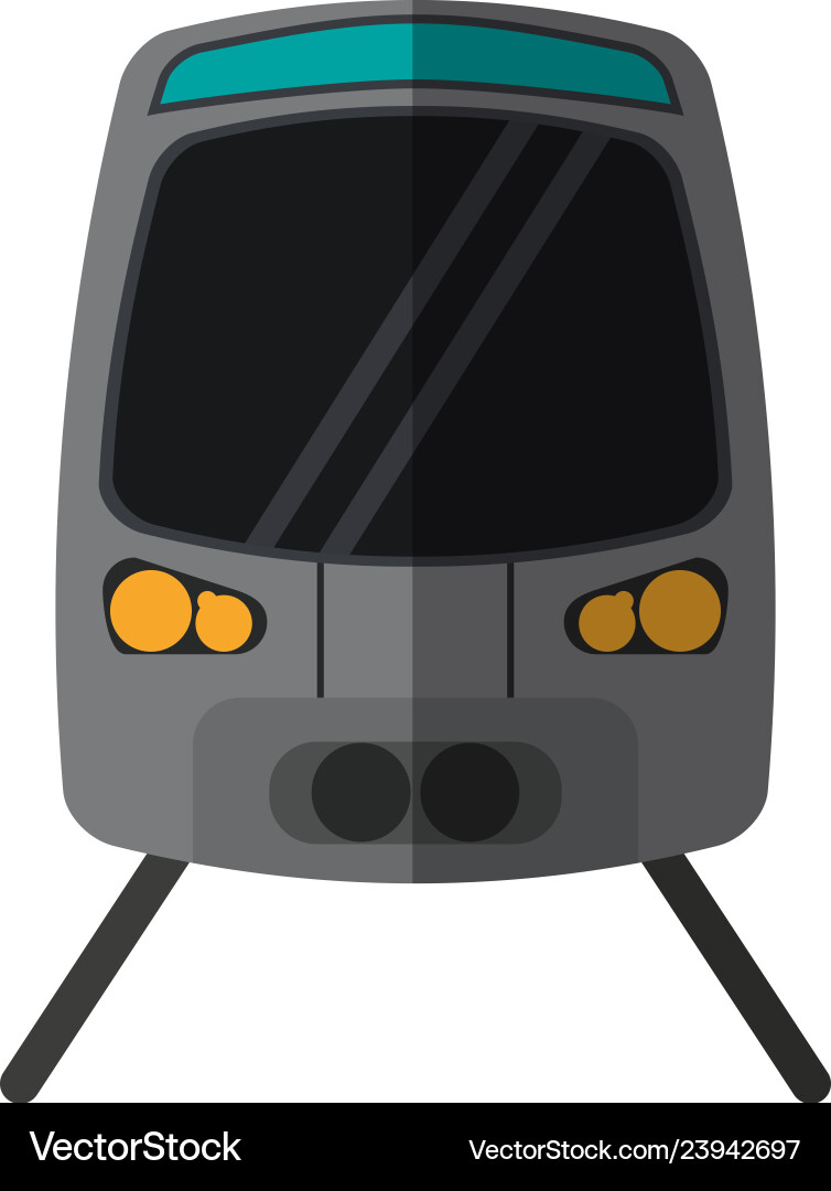 Modern train on rails frontview Vector Image