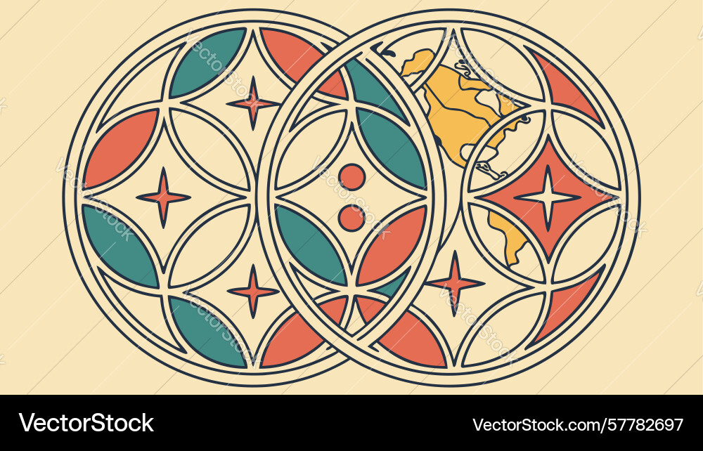 Ornate geometric pattern with interlocking vector image