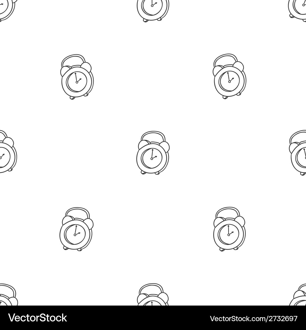 Seamless pattern with the alarm clock time vector image