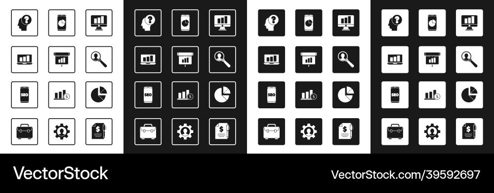 Set monitor with graph chart Set monitor with graph chart vector image
