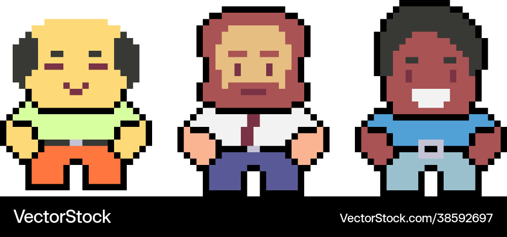 Set pixel characters in art style Set pixel characters in art style vector image