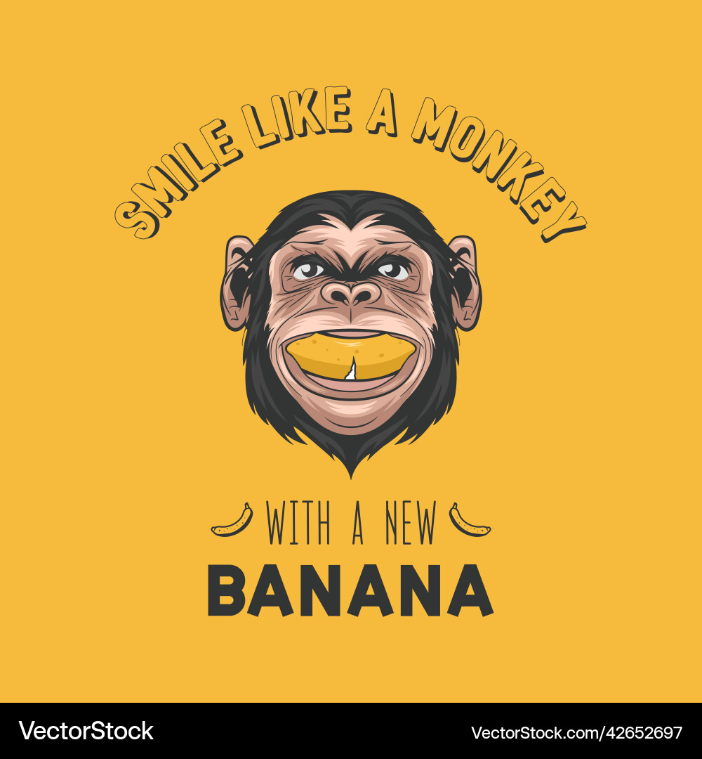 Smile like a monkey with new banana Smile like a monkey with new banana vector image