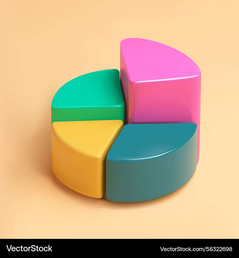 3D Segmented Pie Chart Icon Vector Image
