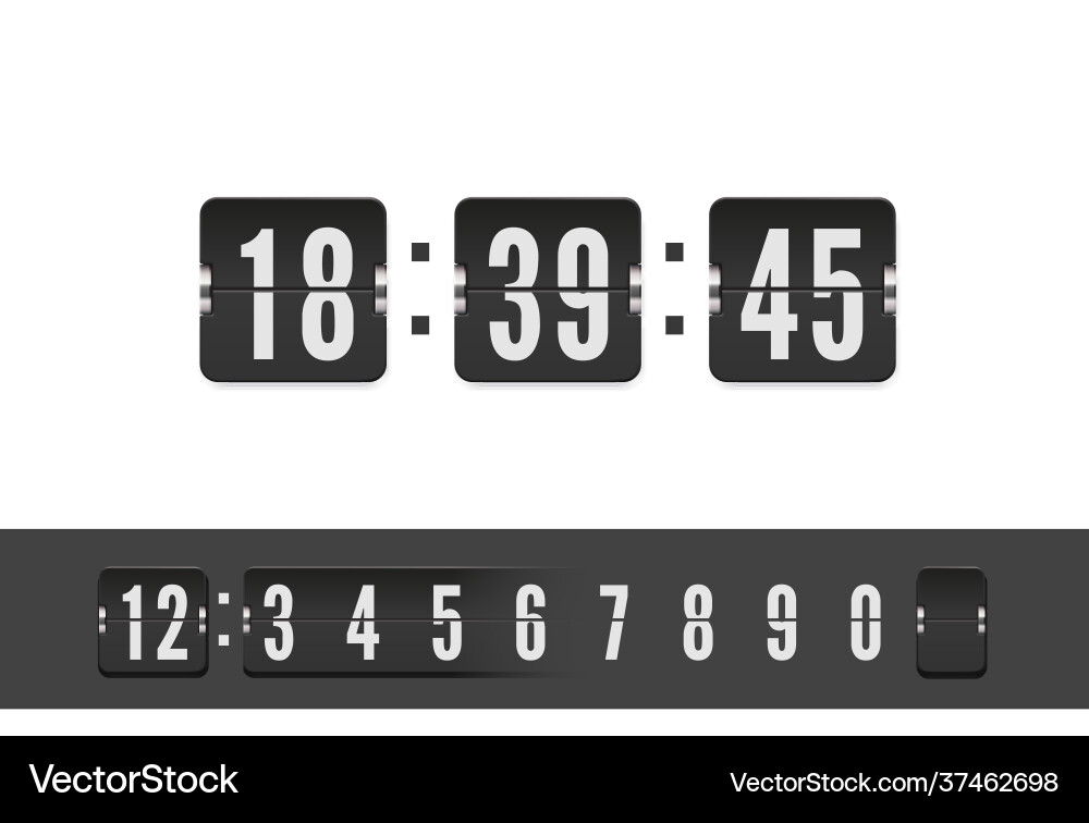 Analog airport board countdown timer with hour Vector Image