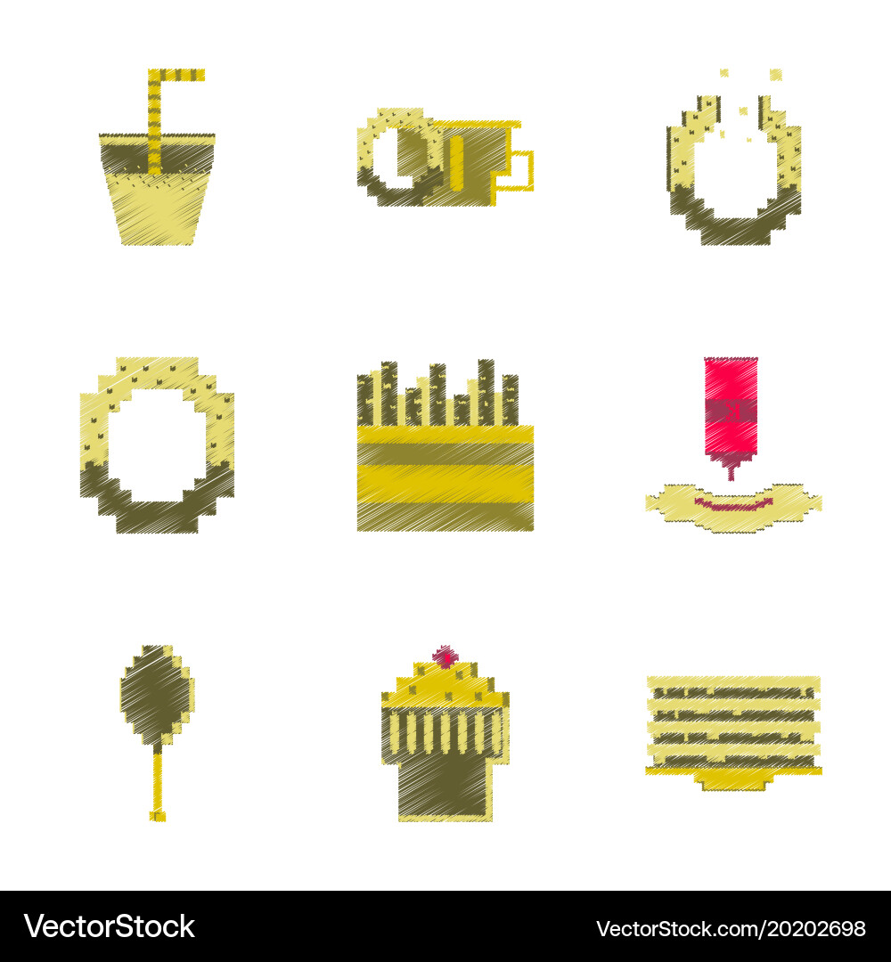 Assembly of flat shading style pixel icon fast Vector Image