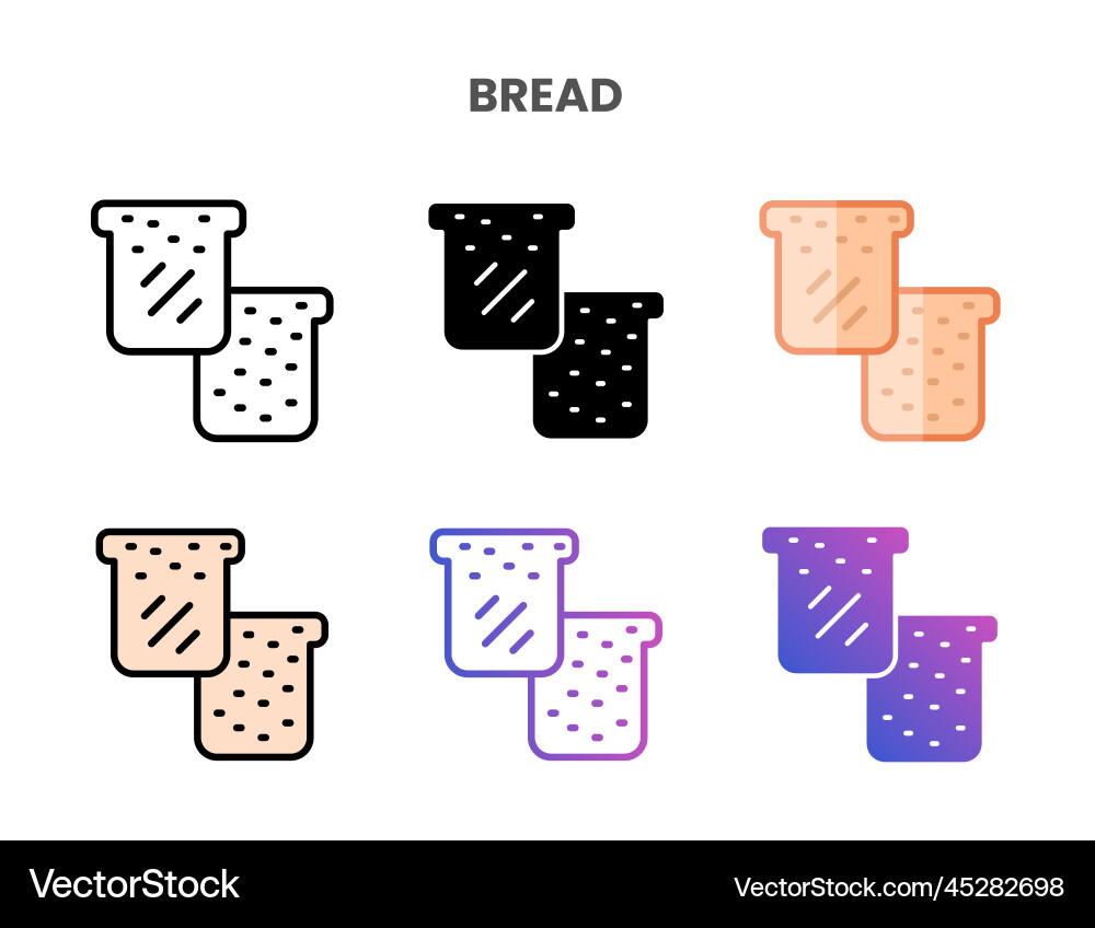 Bread icons set with different styles Vector Image