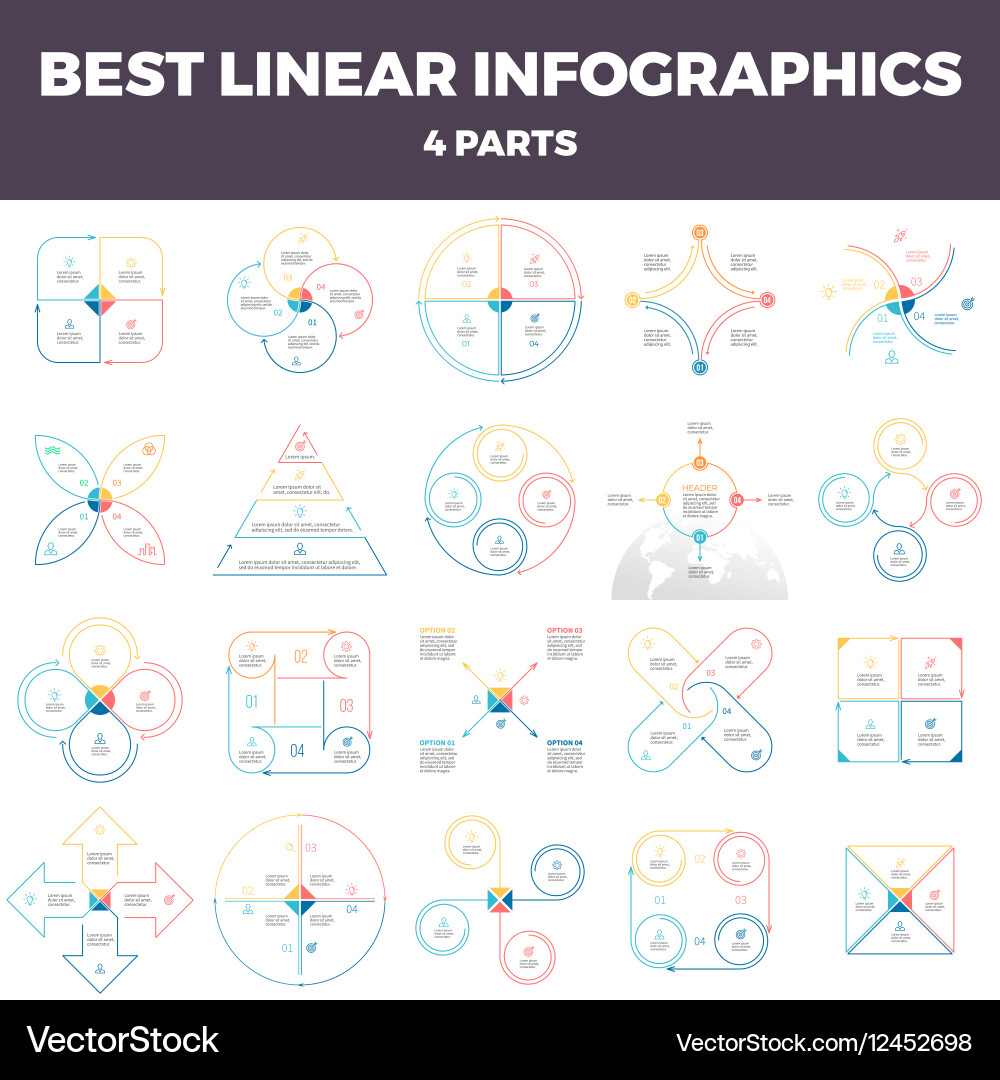 Business infographics linear infographic elements Vector Image