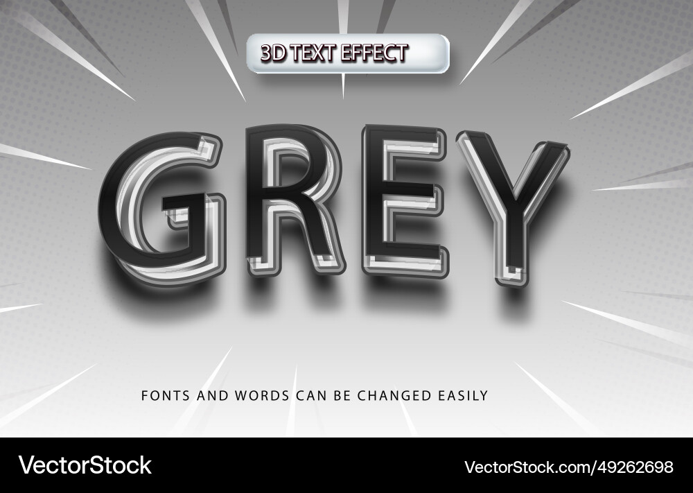 Grey 3d editable text effect template Vector Image