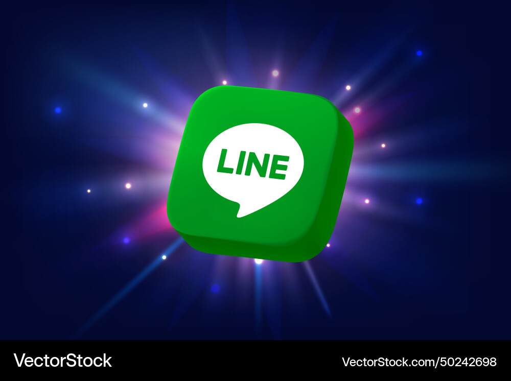 Line app 3d icon on space background with rays Line app 3d icon on space background with rays vector image