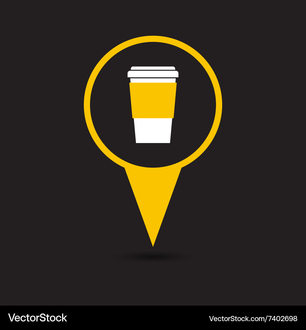 Map pointer with coffee cup icon vector image