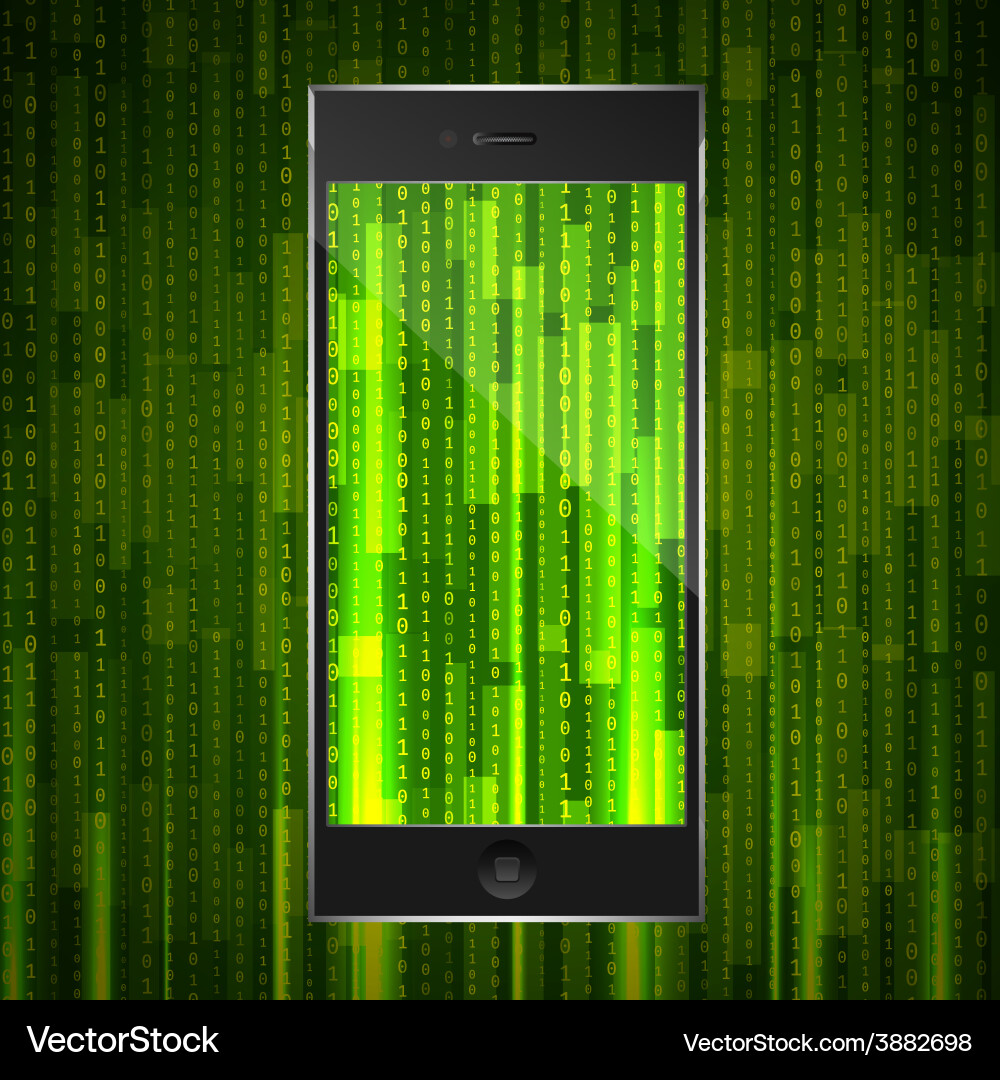 Matrix background on phone display Vector Image