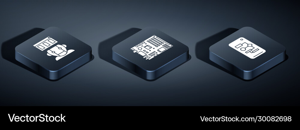Set isometric robot algorithm and electronic Set isometric robot algorithm and electronic vector image