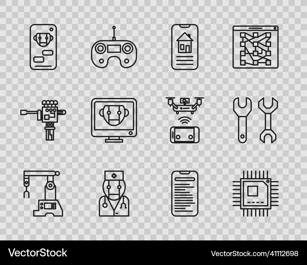 Set line assembly processor Set line assembly processor vector image