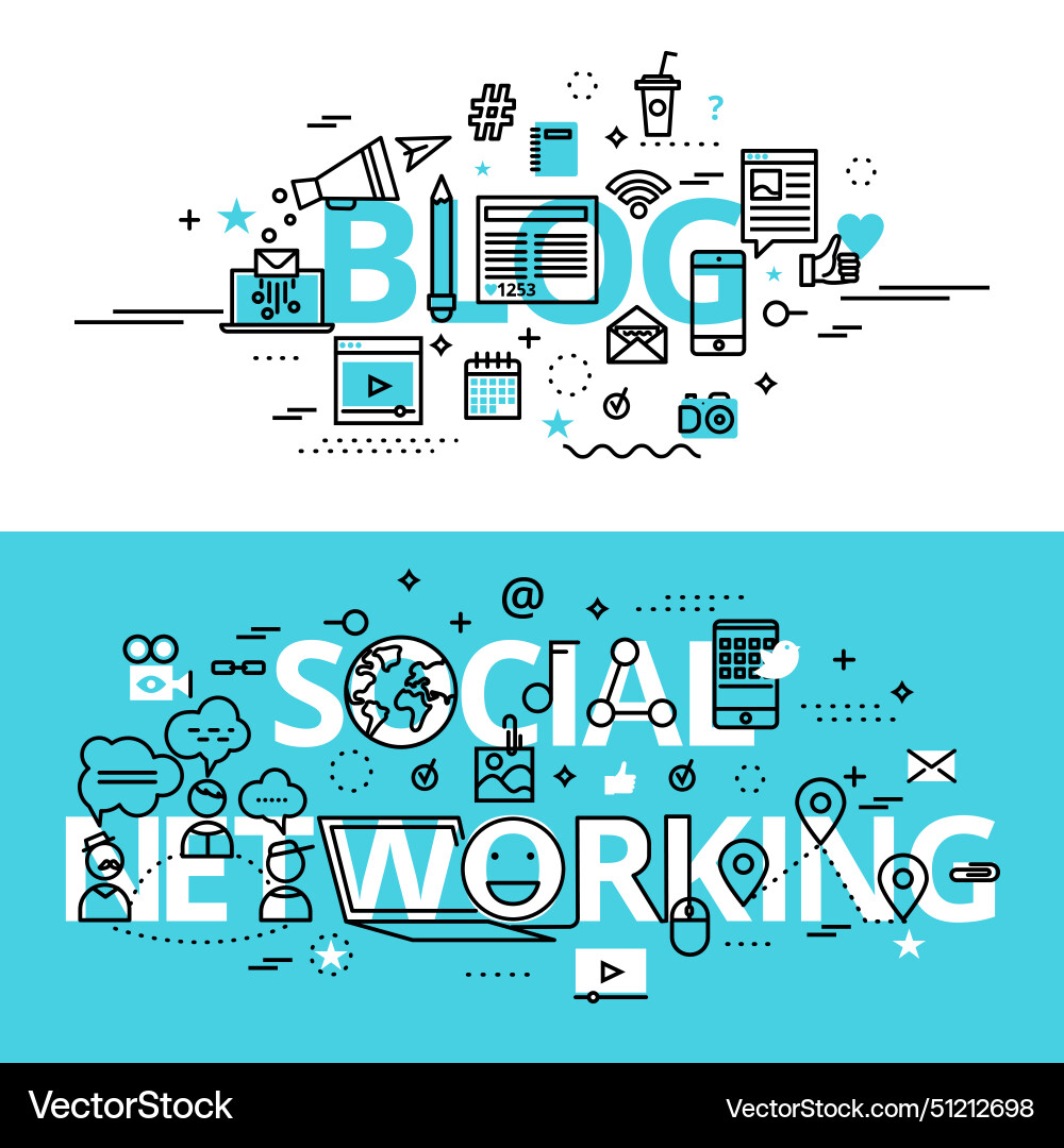 Set of social networking and blog concepts modern Set of social networking and blog concepts modern vector image